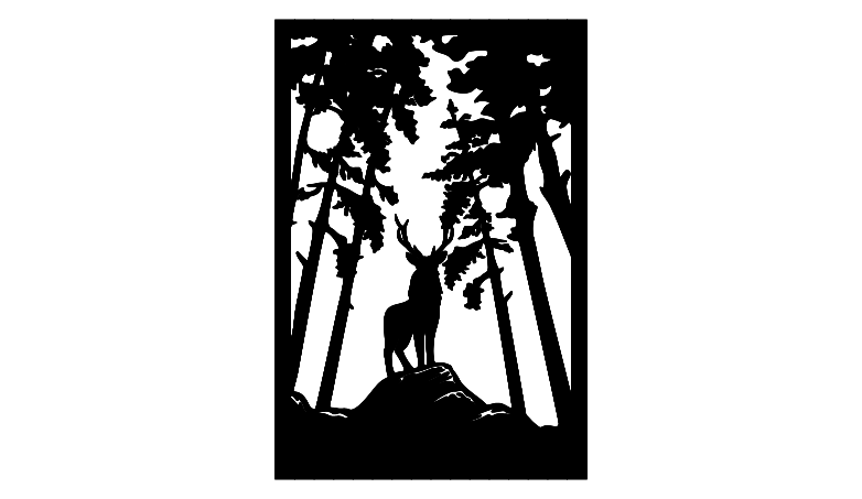 Cerf sur rocher avec  arbre