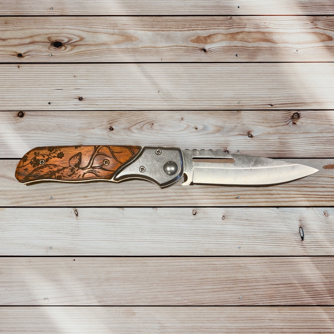 Couteau cran d'arrêt bois personnalisé