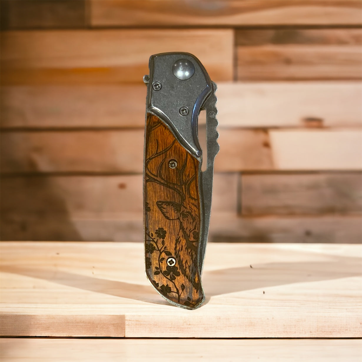 Couteau cran d'arrêt bois personnalisé